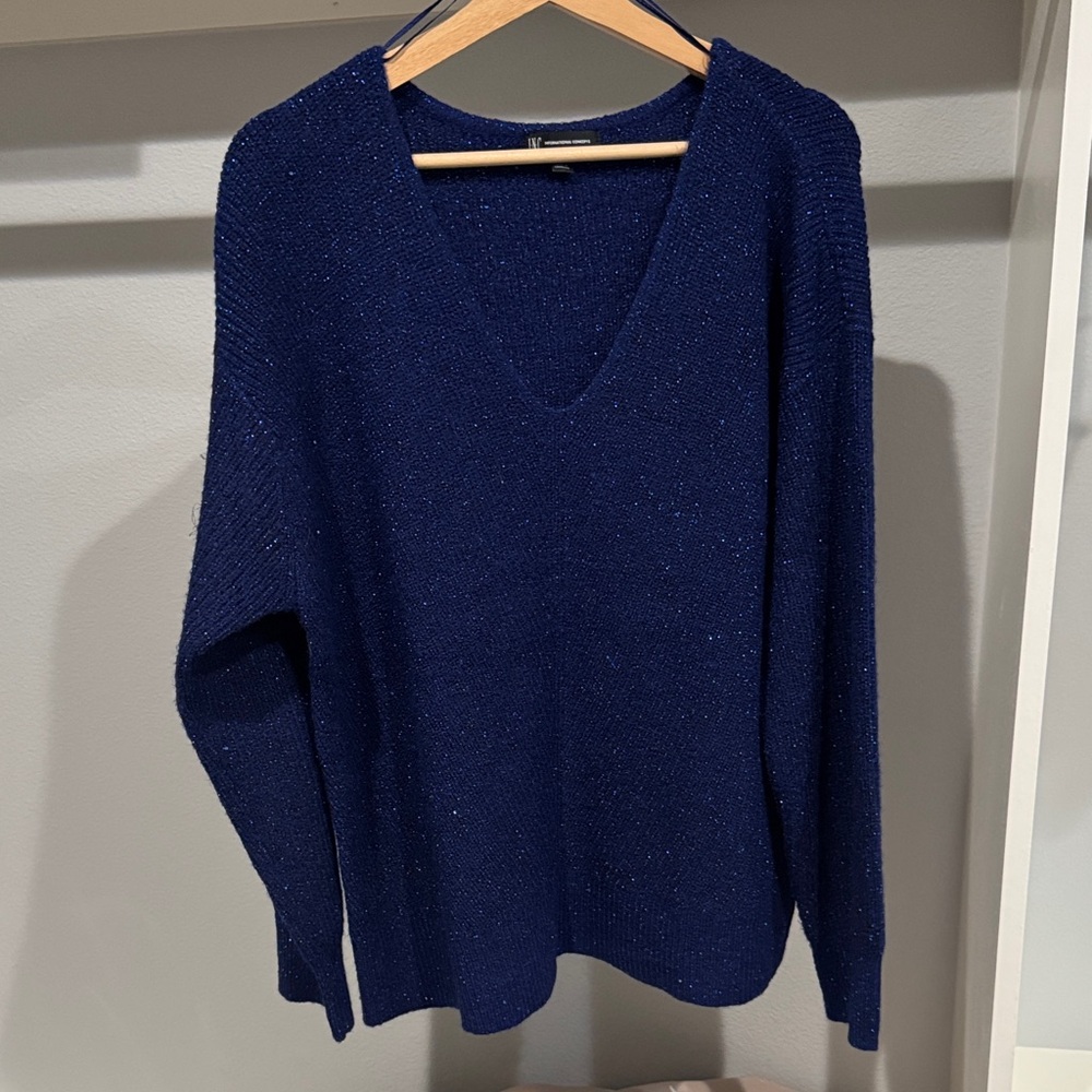 INC International Concepts Deep Blue V-Neck Sweater